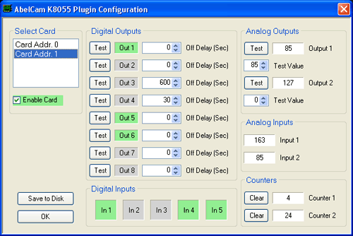 K8055 Configuration Screenshot