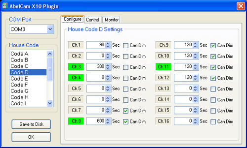X10 Configuration Screenshot